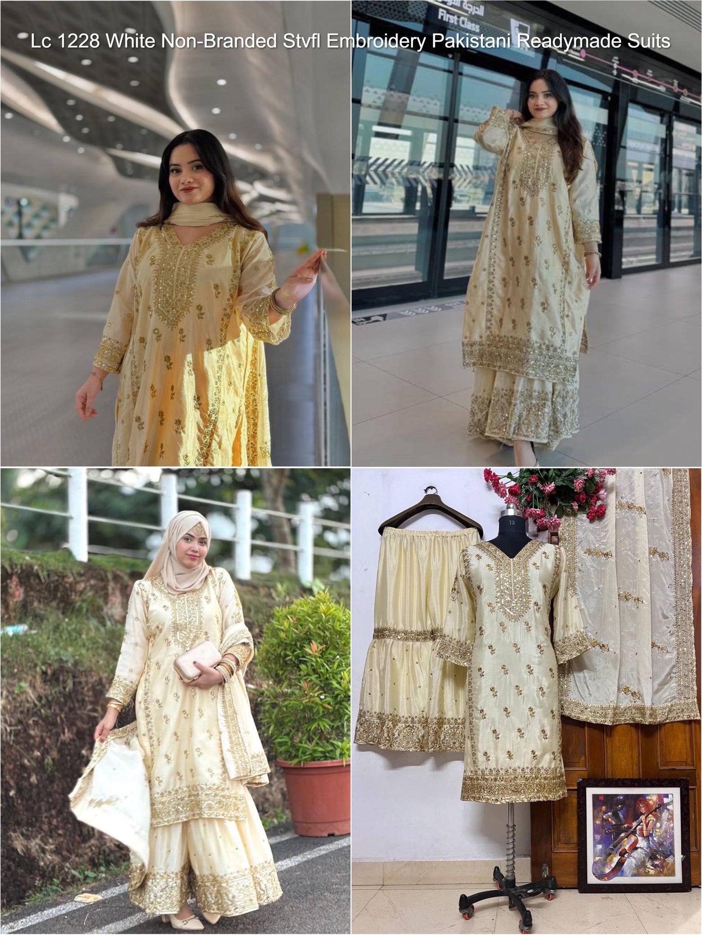 Lc 1228 White Non-Branded Stvfl Embroidery Pakistani Readymade Suits