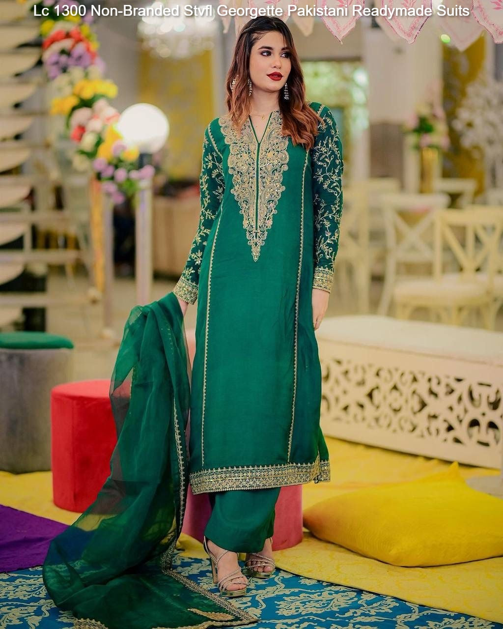 Lc 1300 Non-Branded Stvfl Georgette Pakistani Readymade Suits