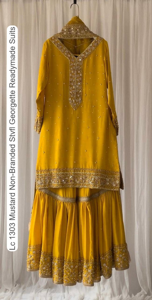 Lc 1303 Mustard Non-Branded Stvfl Georgette Readymade Suits