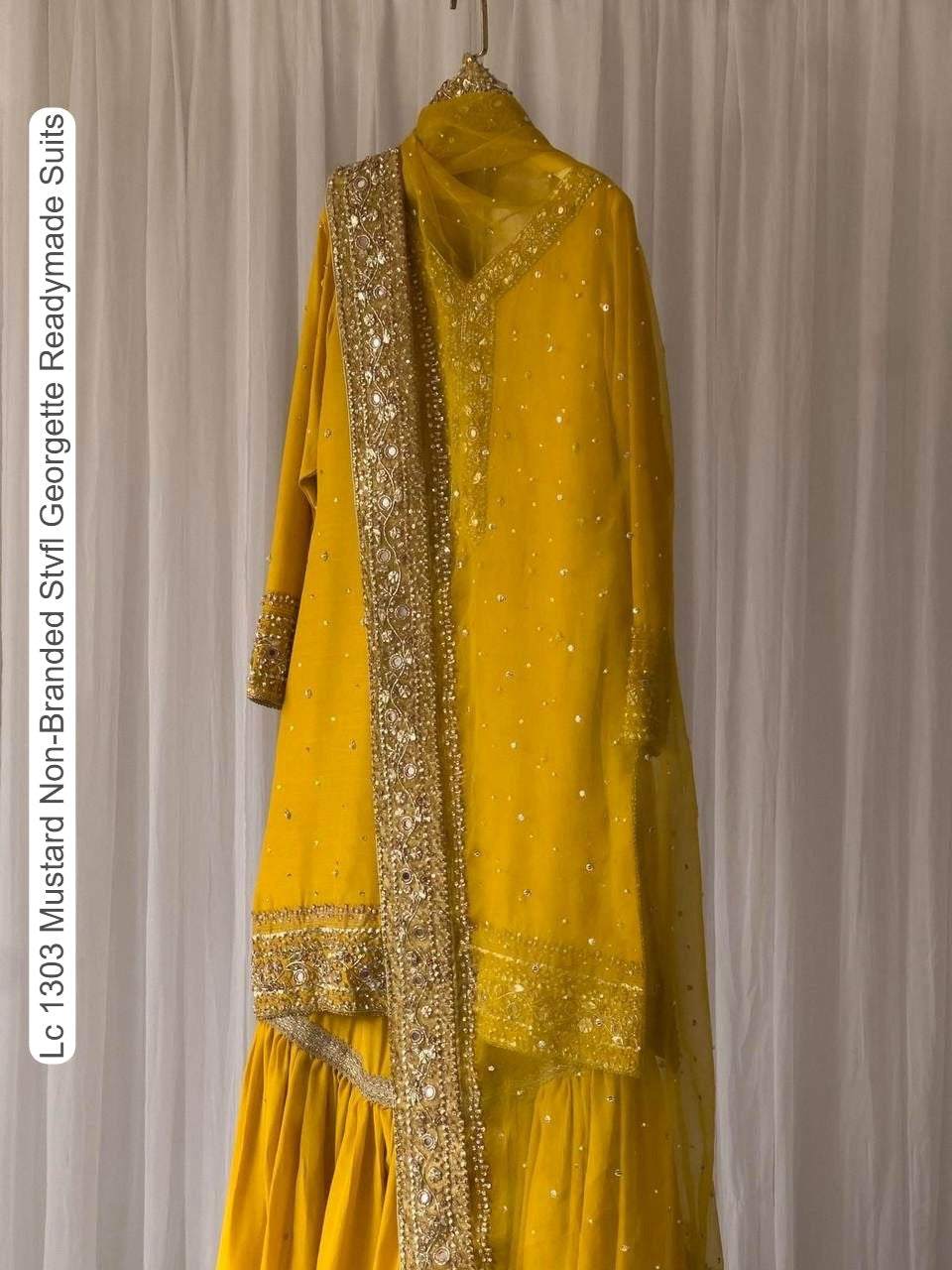 Lc 1303 Mustard Non-Branded Stvfl Georgette Readymade Suits