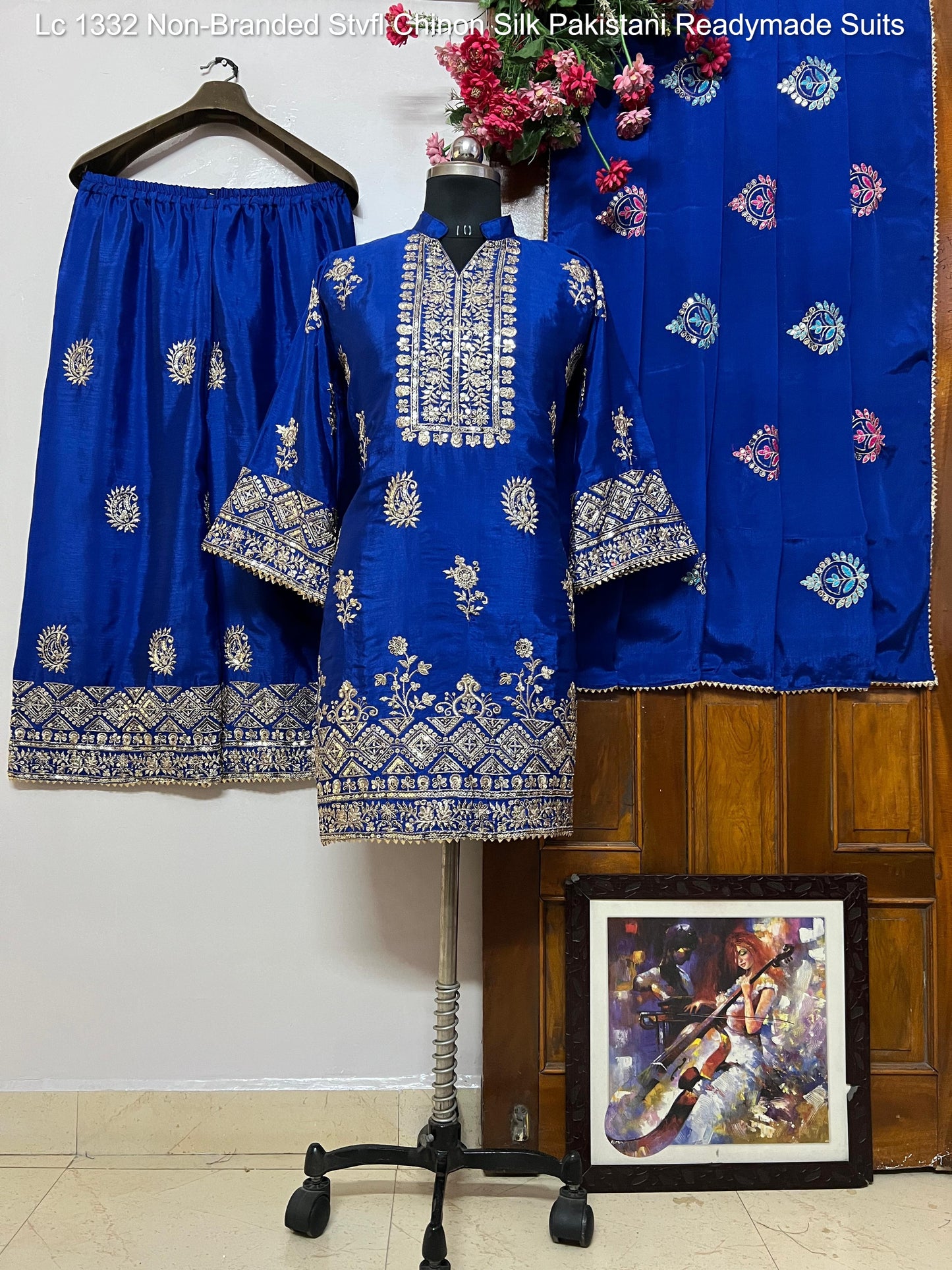 Lc 1332 Non-Branded Stvfl Chinon Silk Pakistani Readymade Suits