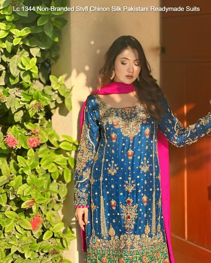 Lc 1344 Non-Branded Stvfl Chinon Silk Pakistani Readymade Suits