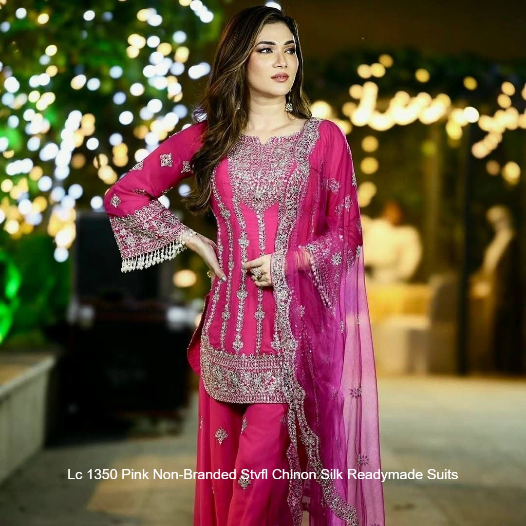 Lc 1350 Pink Non-Branded Stvfl Chinon Silk Readymade Suits