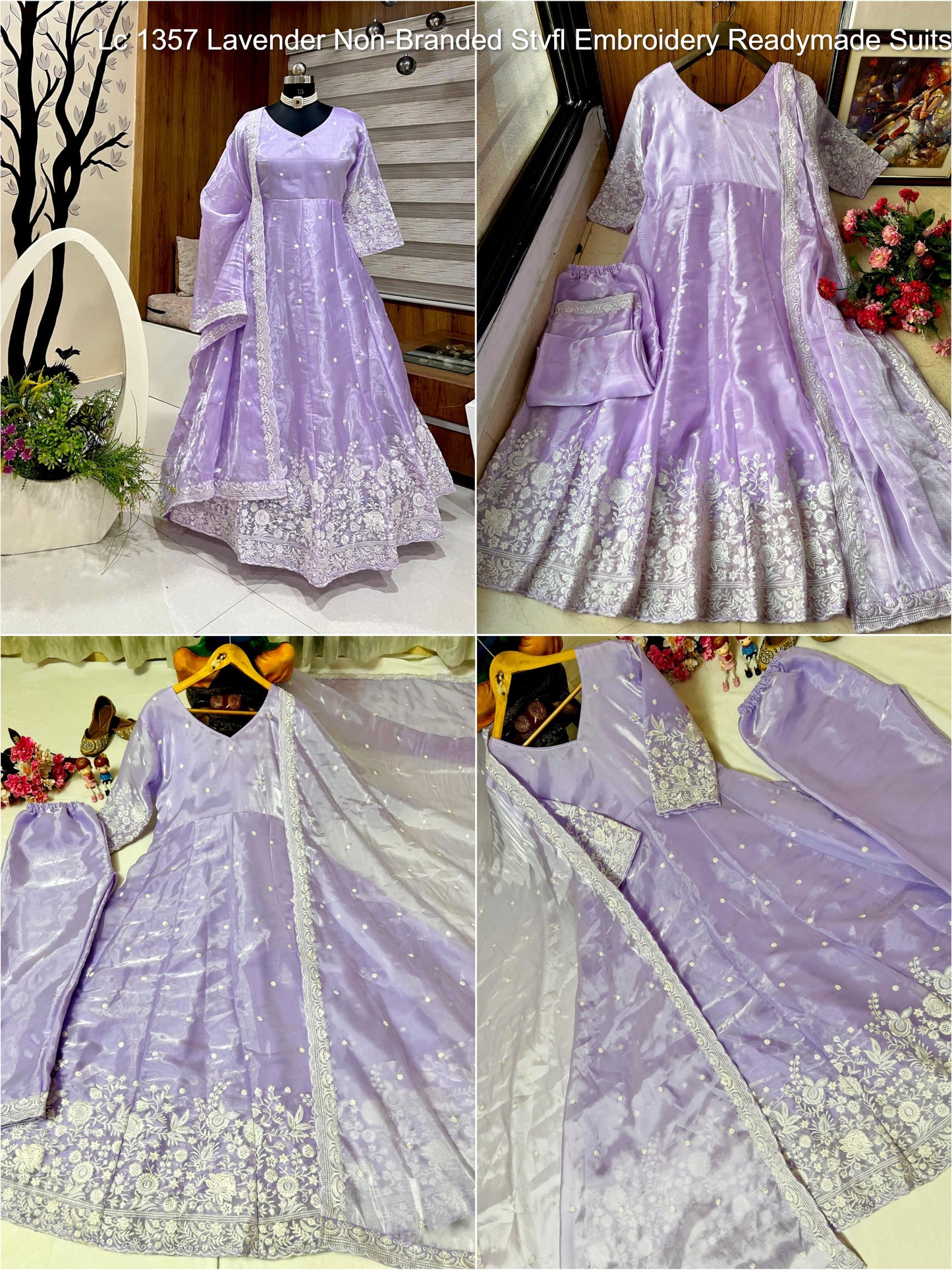 Lc 1357 Lavender Non-Branded Stvfl Embroidery Readymade Suits