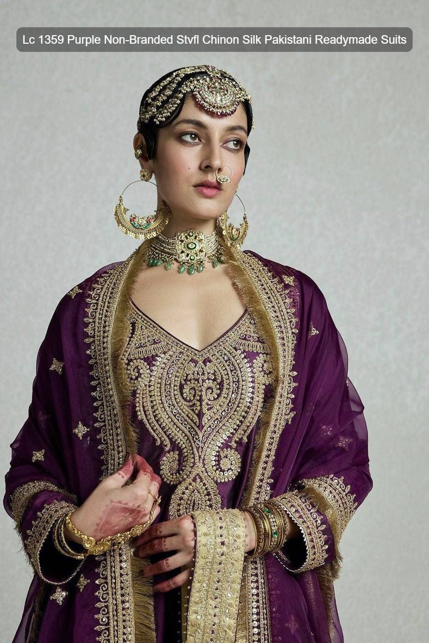 Lc 1359 Purple Non-Branded Stvfl Chinon Silk Pakistani Readymade Suits