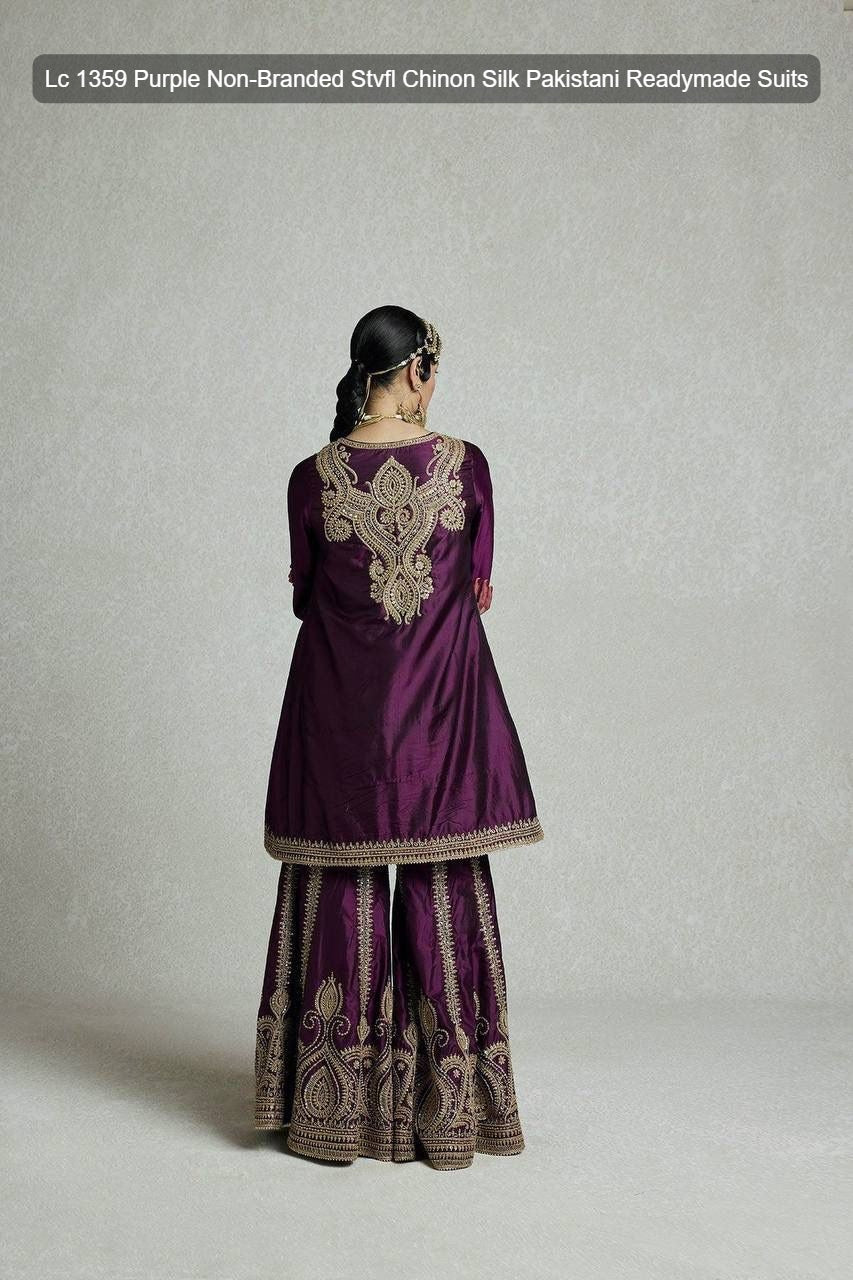 Lc 1359 Purple Non-Branded Stvfl Chinon Silk Pakistani Readymade Suits