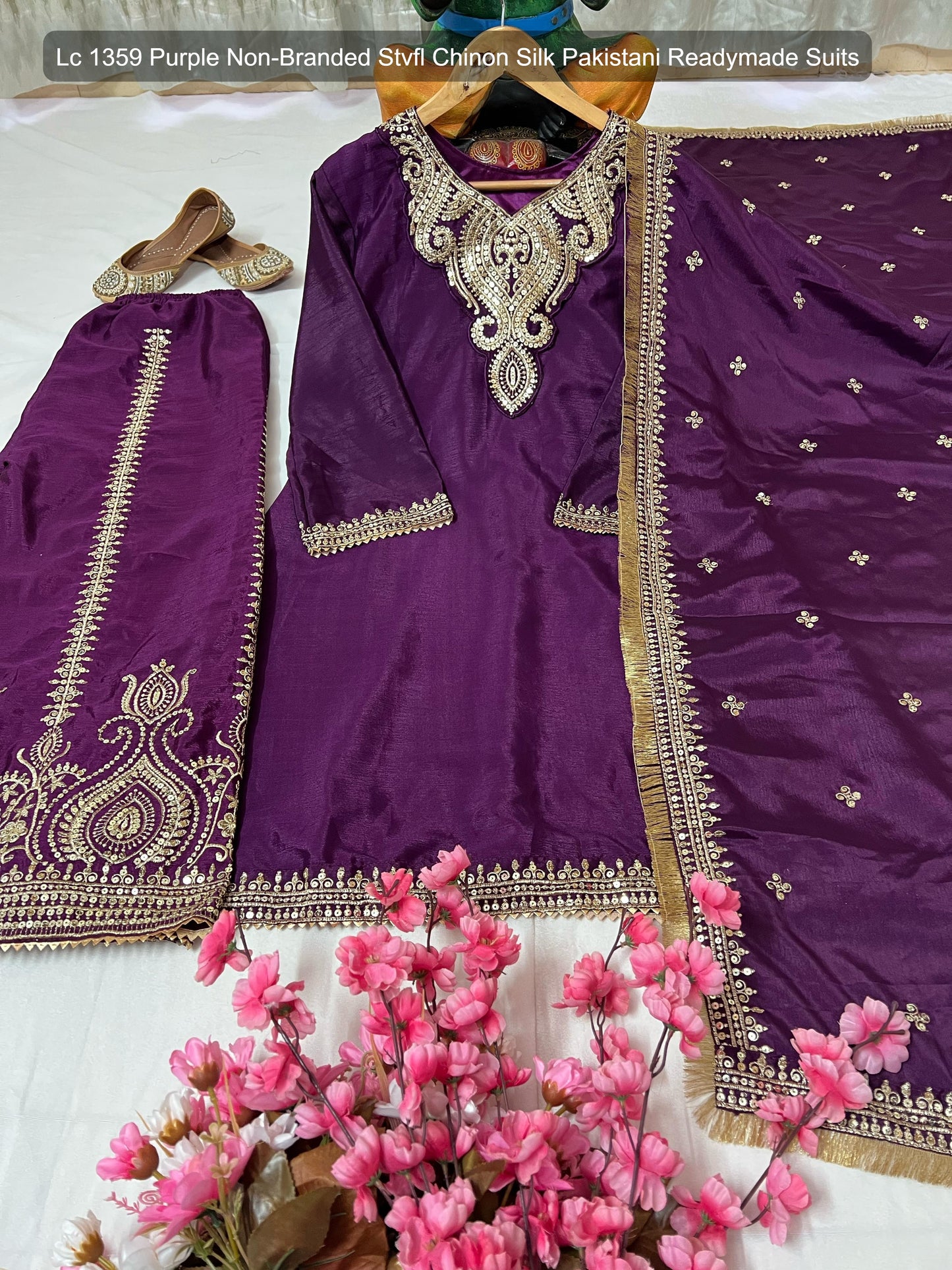 Lc 1359 Purple Non-Branded Stvfl Chinon Silk Pakistani Readymade Suits