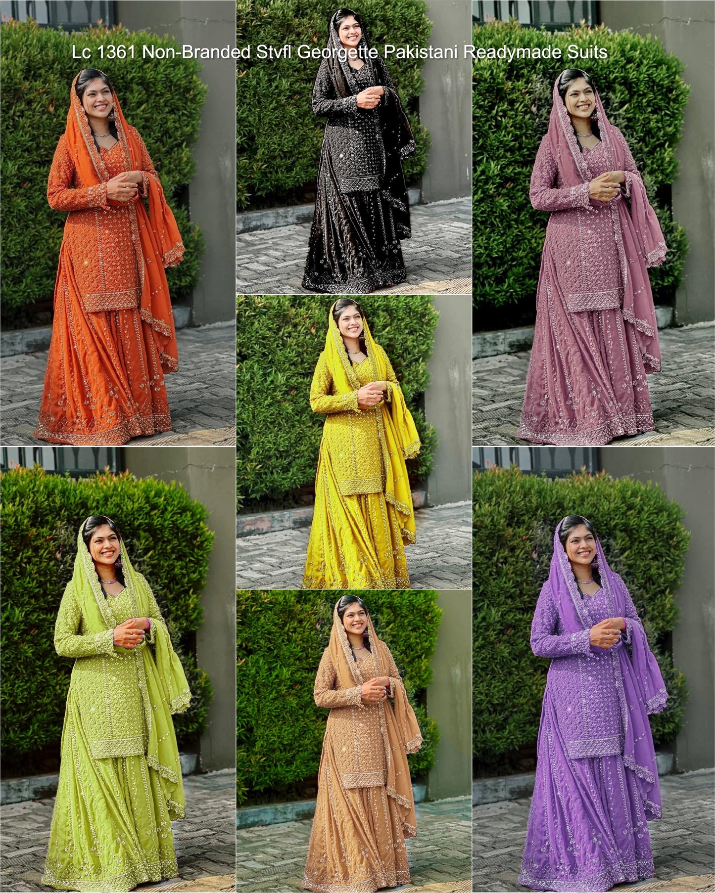 Lc 1361 Non-Branded Stvfl Georgette Pakistani Readymade Suits