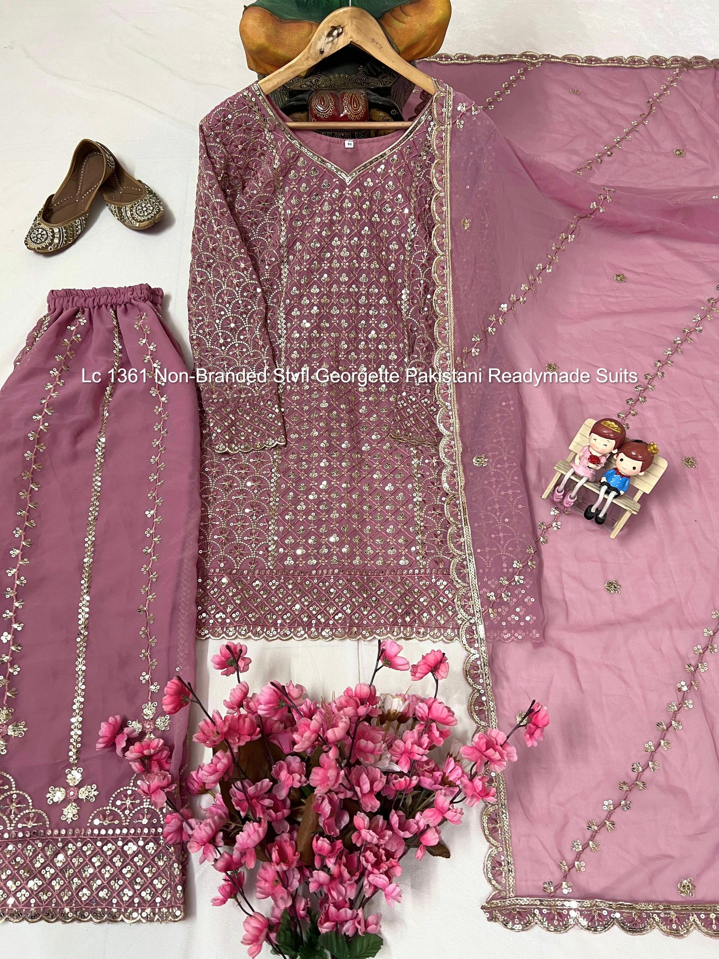 Lc 1361 Non-Branded Stvfl Georgette Pakistani Readymade Suits