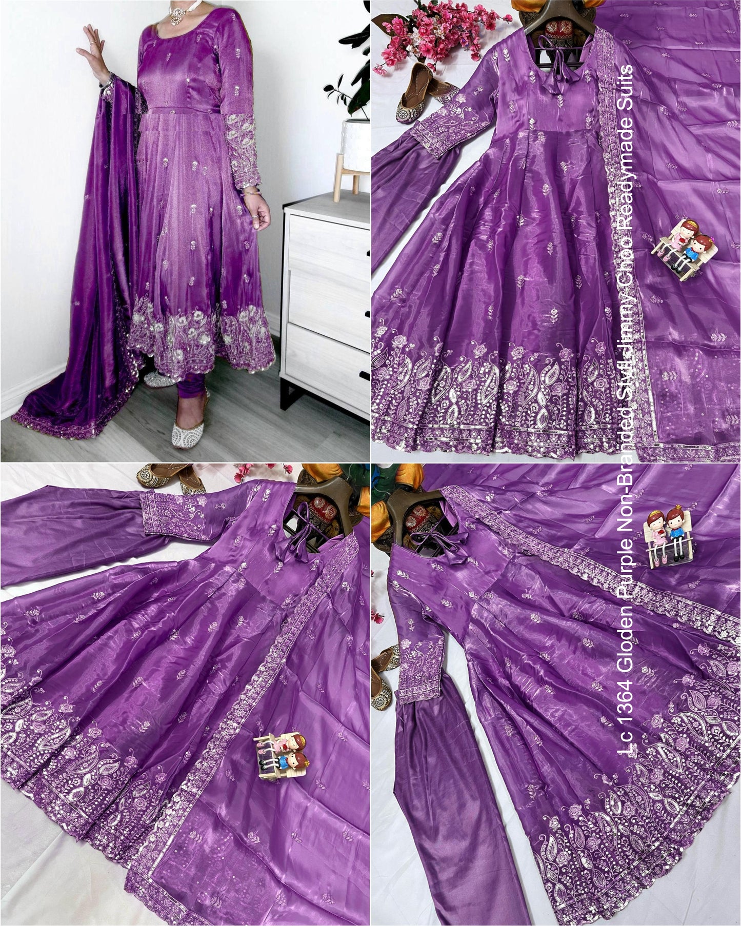 Lc 1364 Gloden Purple Non-Branded Stvfl Jimmy Choo Readymade Suits