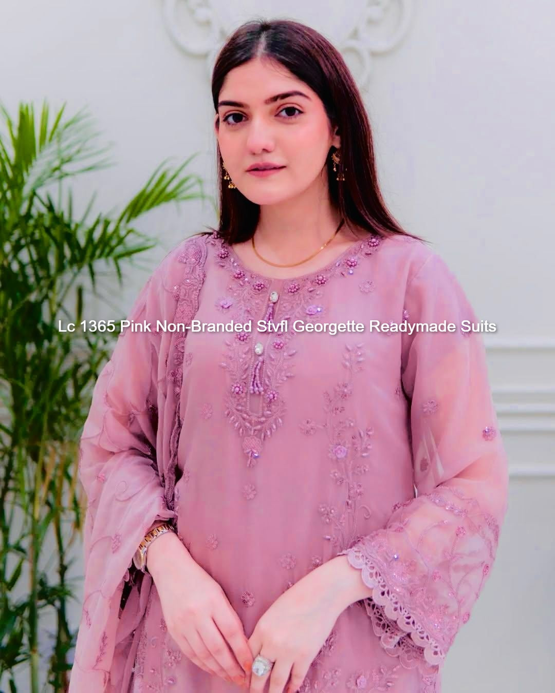Lc 1365 Pink Non-Branded Stvfl Georgette Readymade Suits