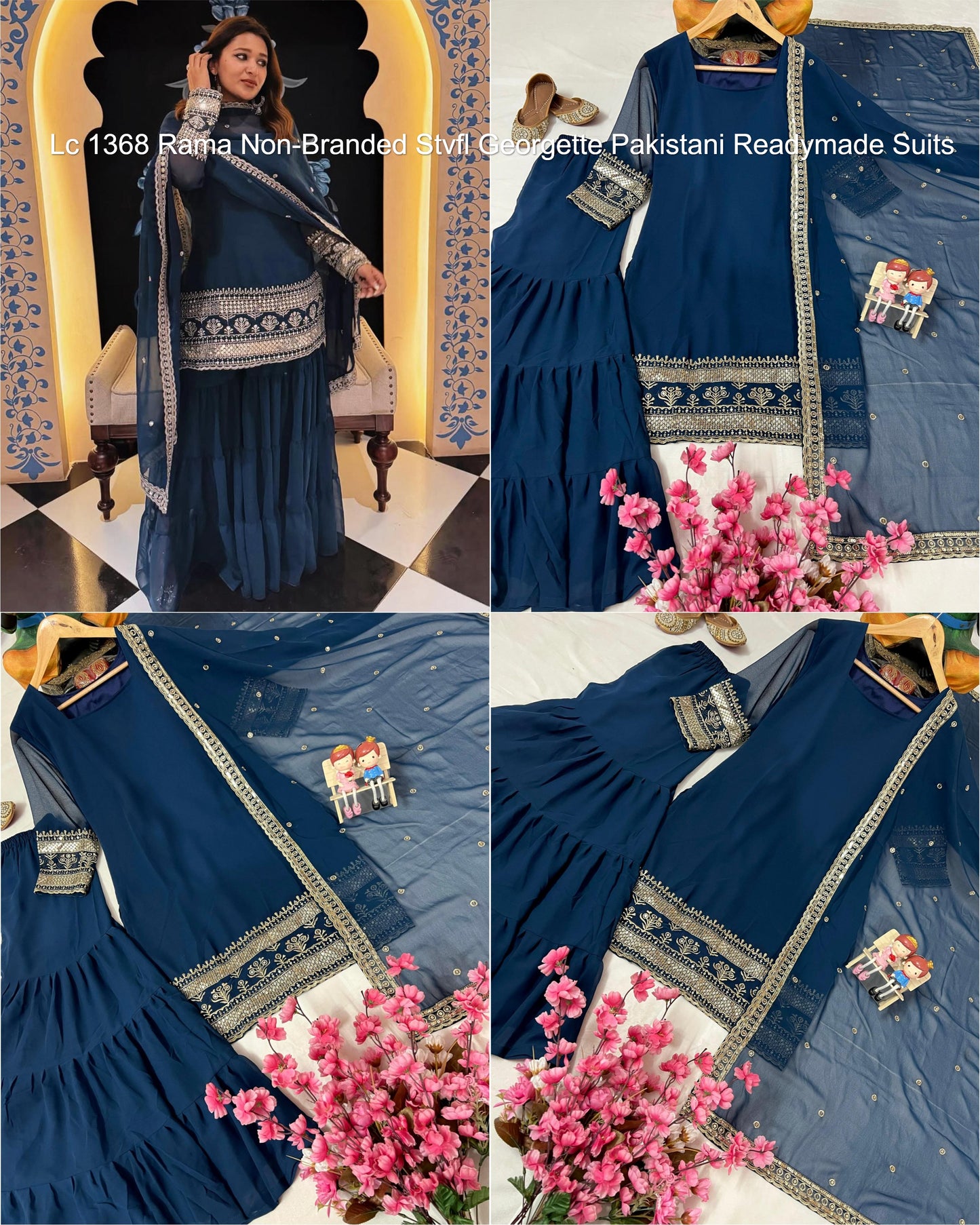 Lc 1368 Rama Non-Branded Stvfl Georgette Pakistani Readymade Suits