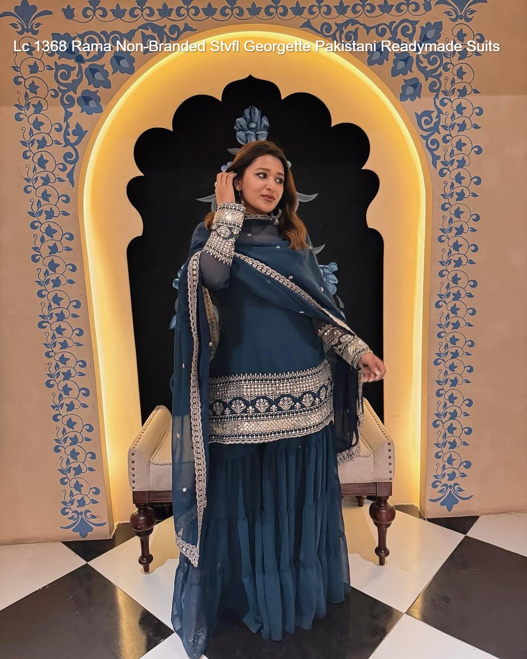 Lc 1368 Rama Non-Branded Stvfl Georgette Pakistani Readymade Suits