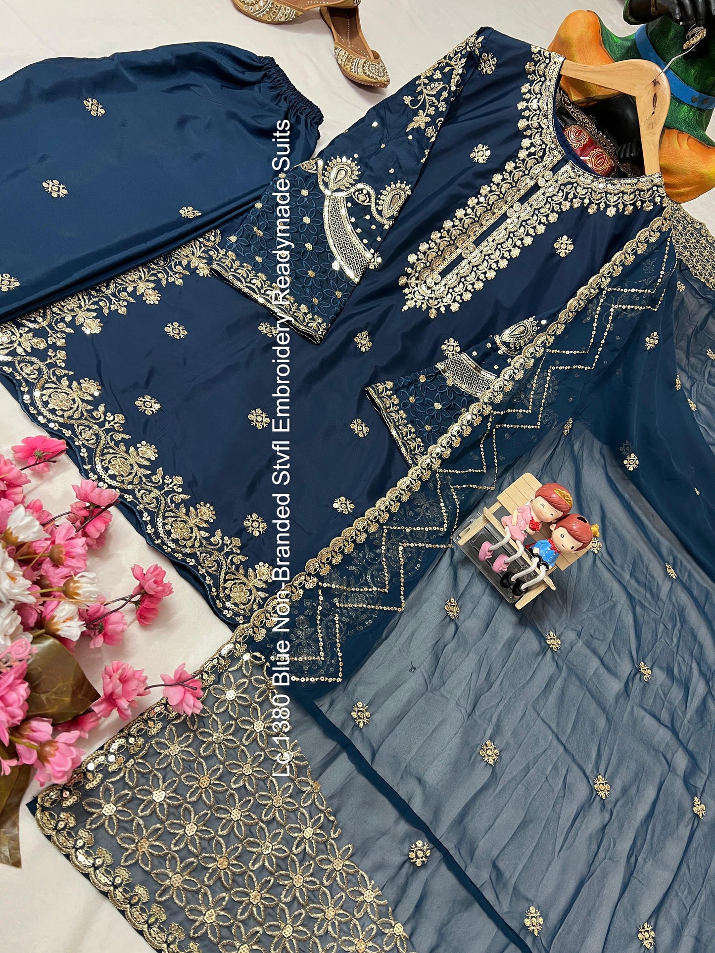 Lc 1380 Blue Non-Branded Stvfl Embroidery Readymade Suits