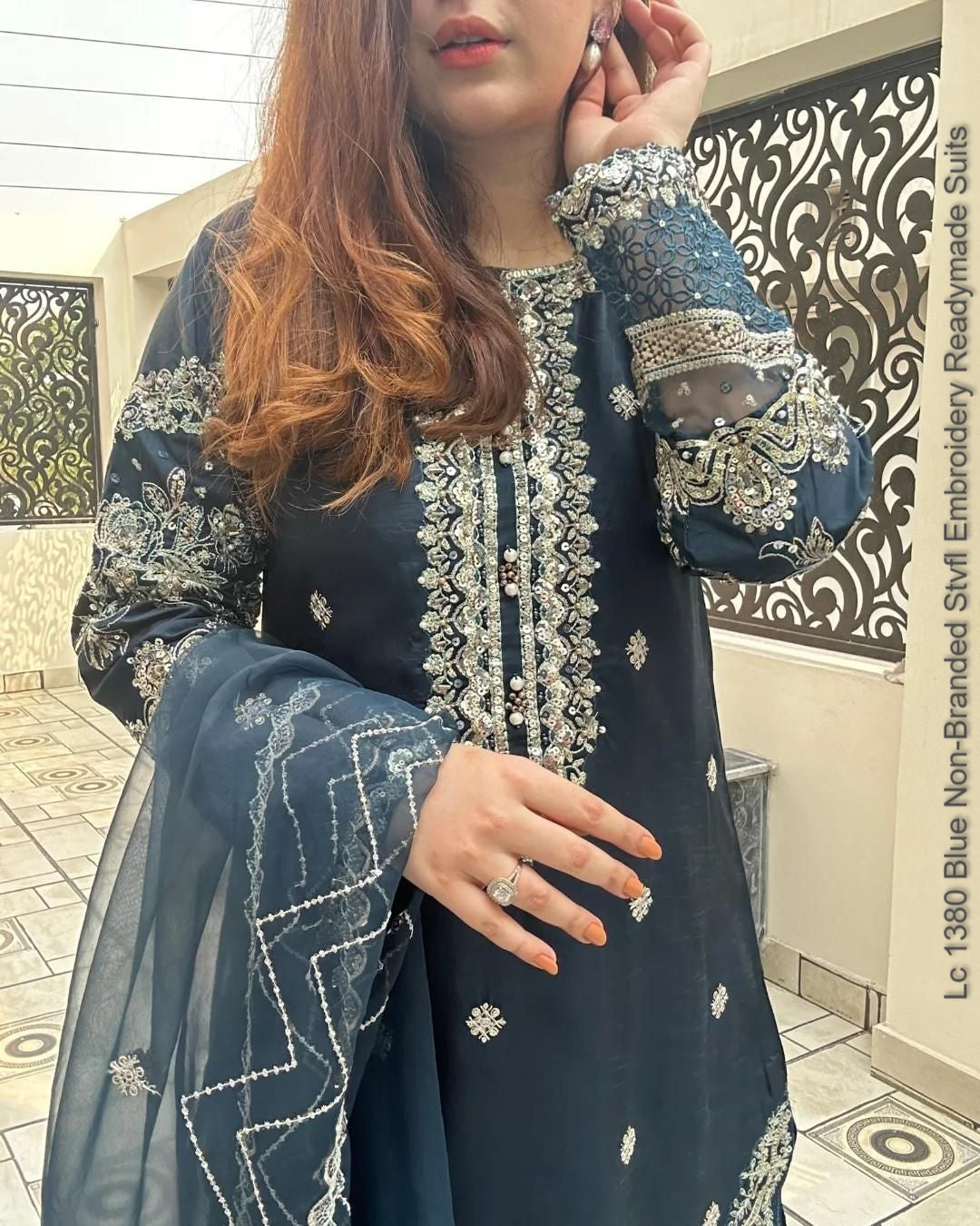 Lc 1380 Blue Non-Branded Stvfl Embroidery Readymade Suits