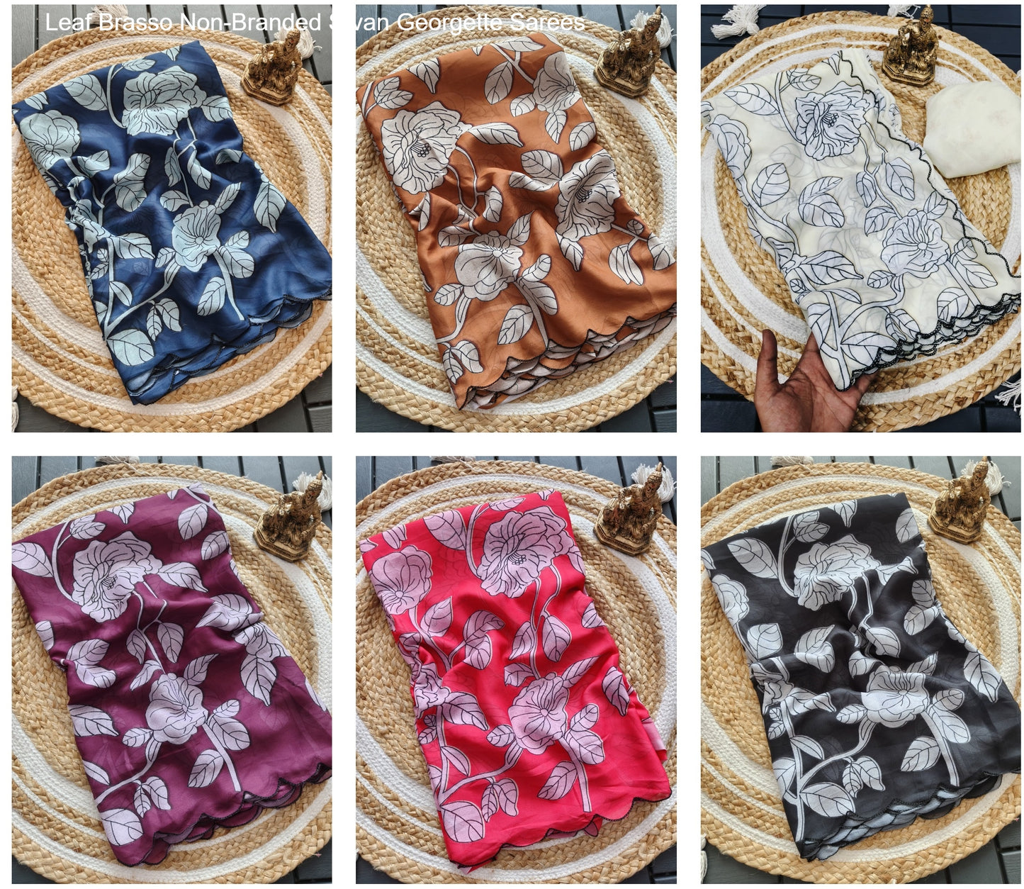 Leaf Brasso Non-Branded Stvan Georgette Sarees