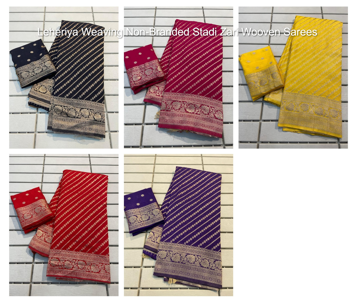 Leheriya Weaving Non-Branded Stadi Zari Wooven Sarees