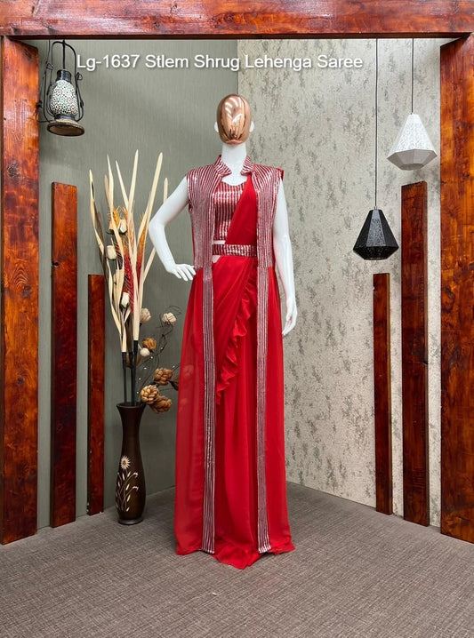 Lg-1637 Stlem Shrug Lehenga Saree