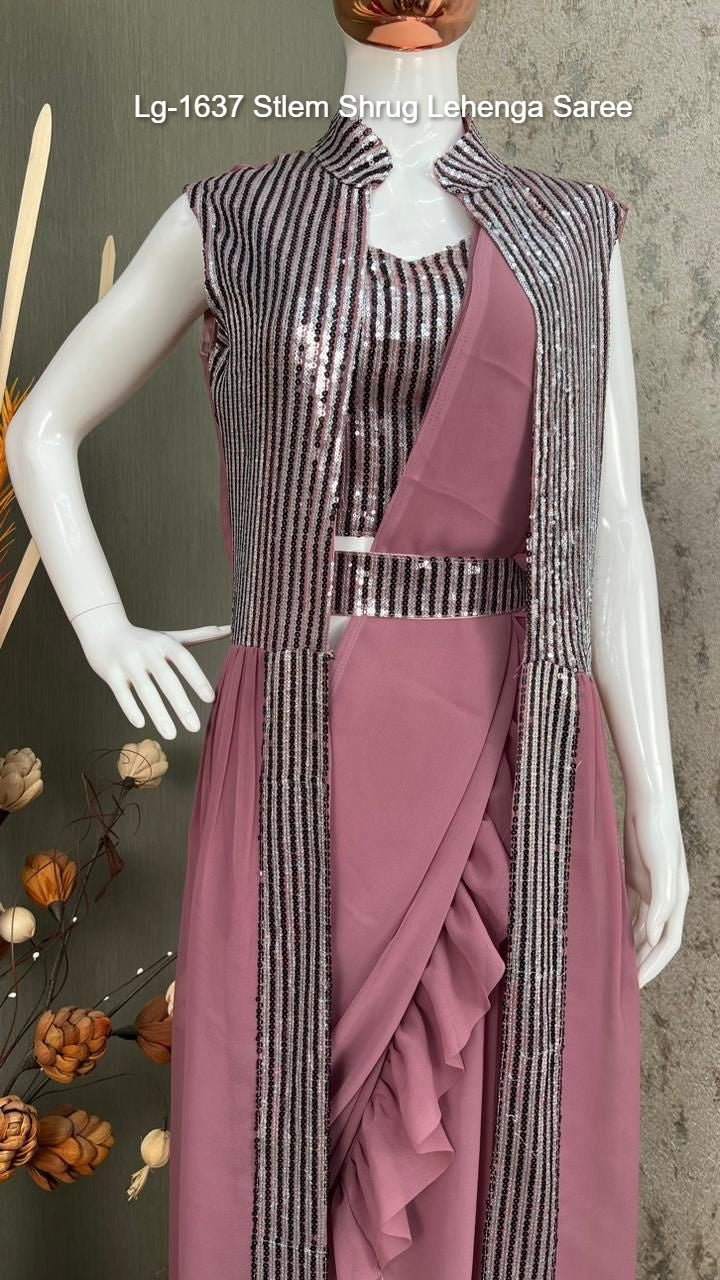 Lg-1637 Stlem Shrug Lehenga Saree