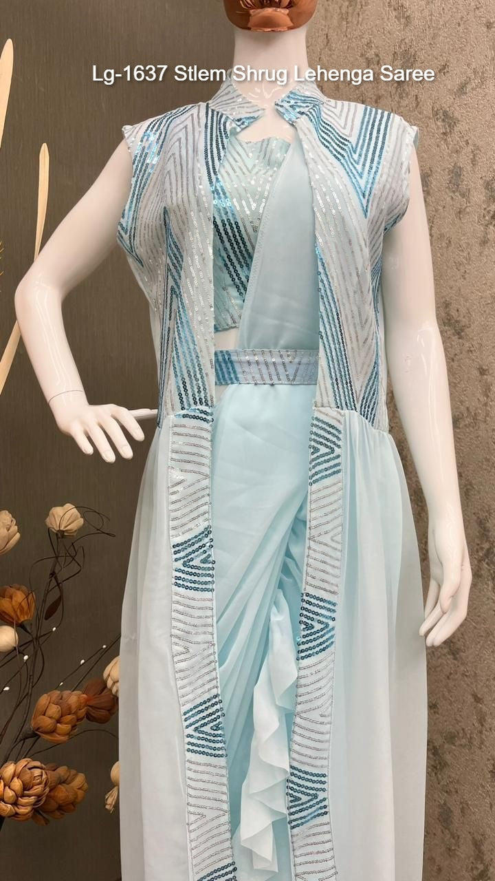 Lg-1637 Stlem Shrug Lehenga Saree
