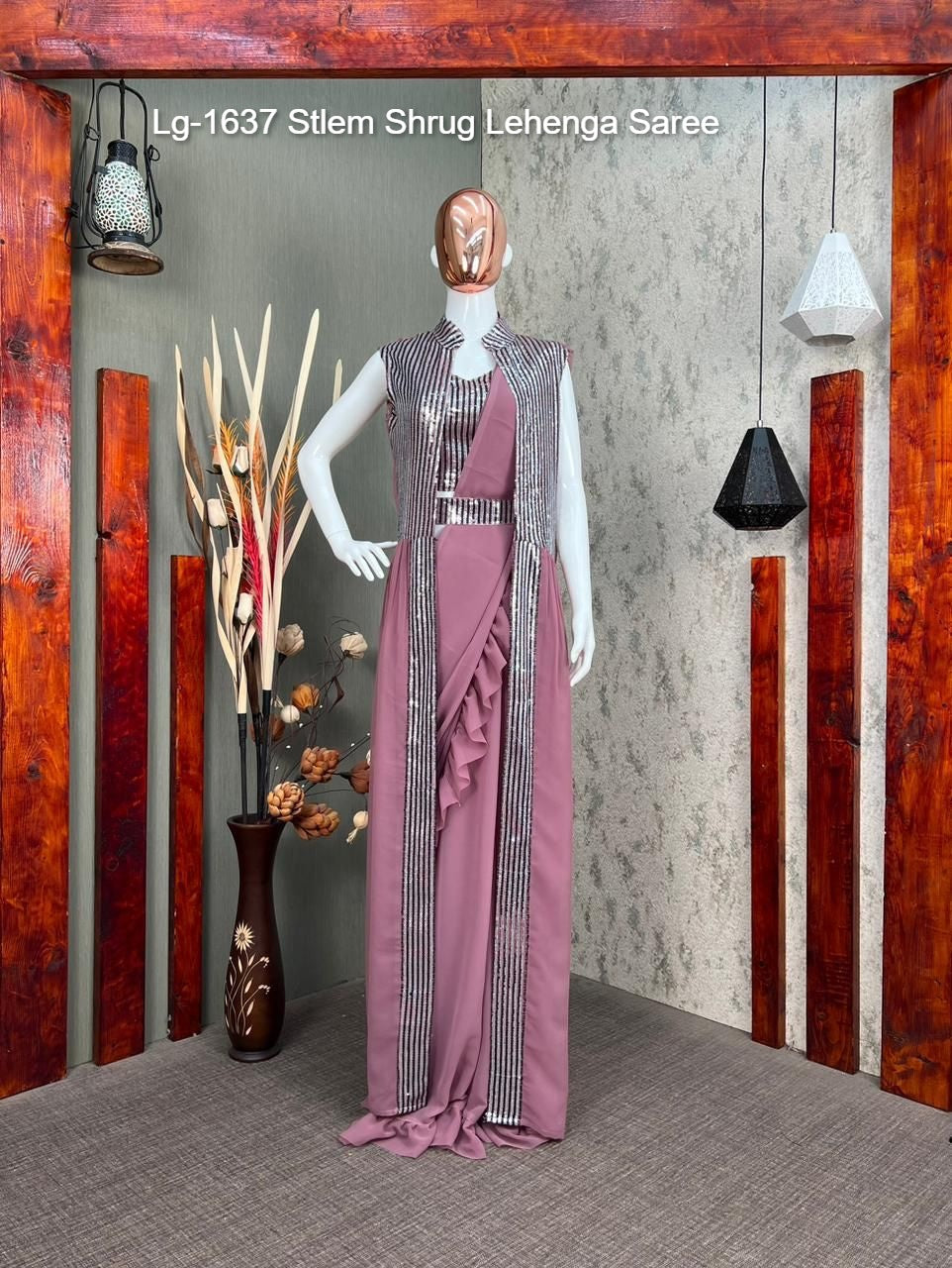 Lg-1637 Stlem Shrug Lehenga Saree
