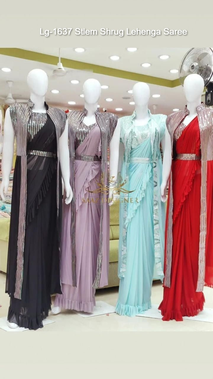 Lg-1637 Stlem Shrug Lehenga Saree