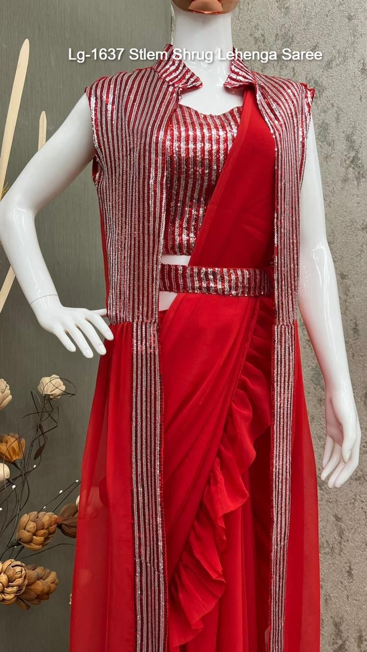 Lg-1637 Stlem Shrug Lehenga Saree