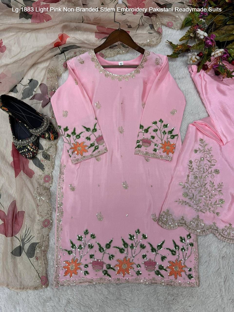 Lg-1883 Light Pink Non-Branded Stlem Embroidery Pakistani Readymade Suits
