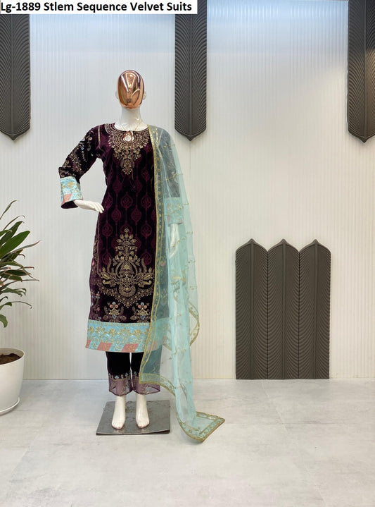 Lg-1889 Stlem Sequence Velvet Suits
