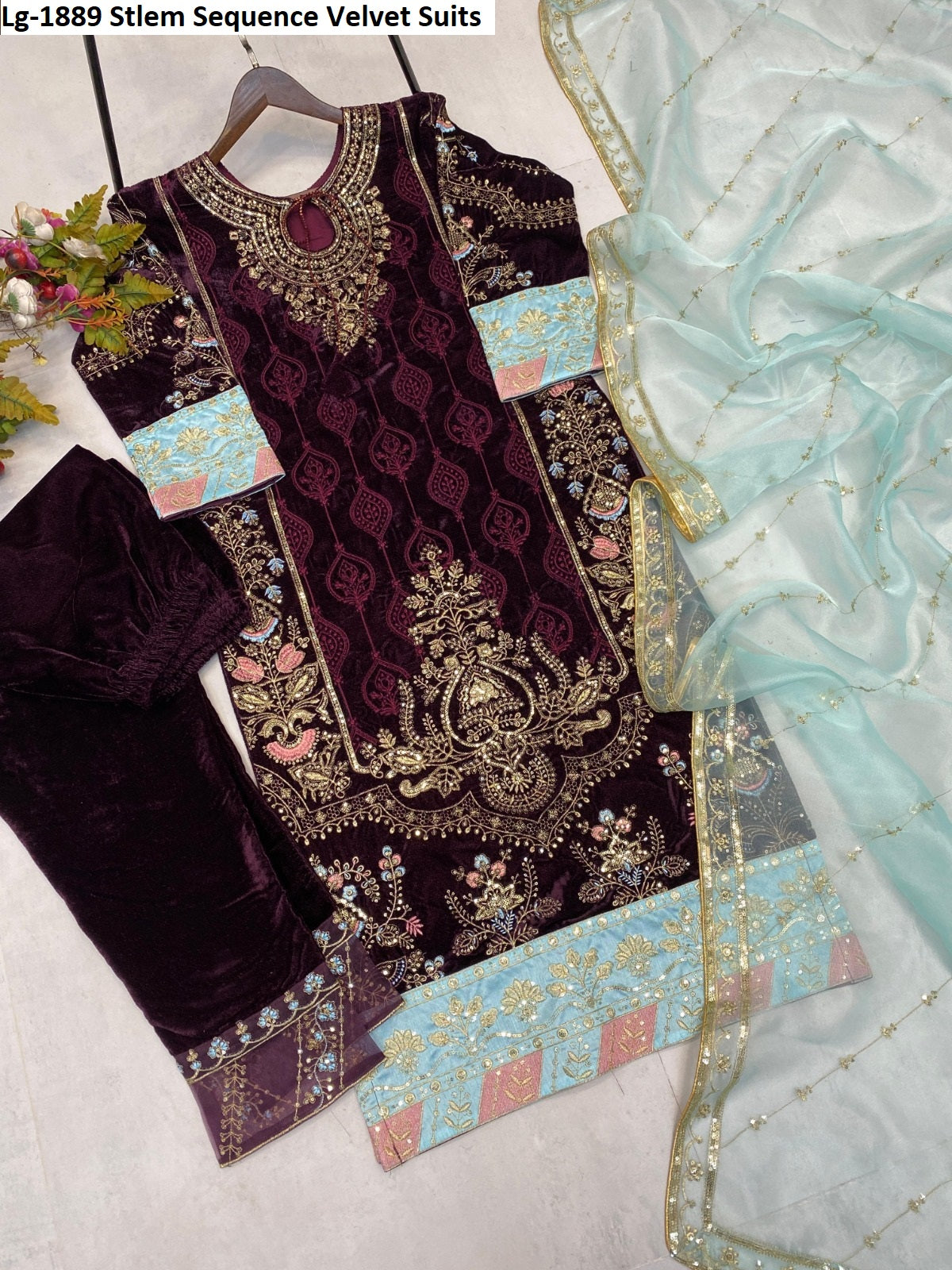 Lg-1889 Stlem Sequence Velvet Suits