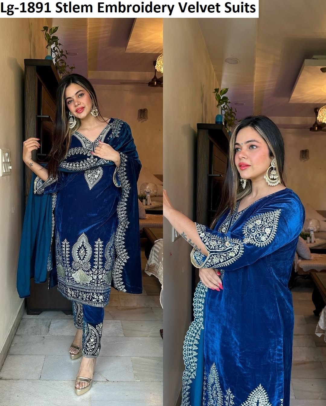 Lg-1891 Stlem Embroidery Velvet Suits