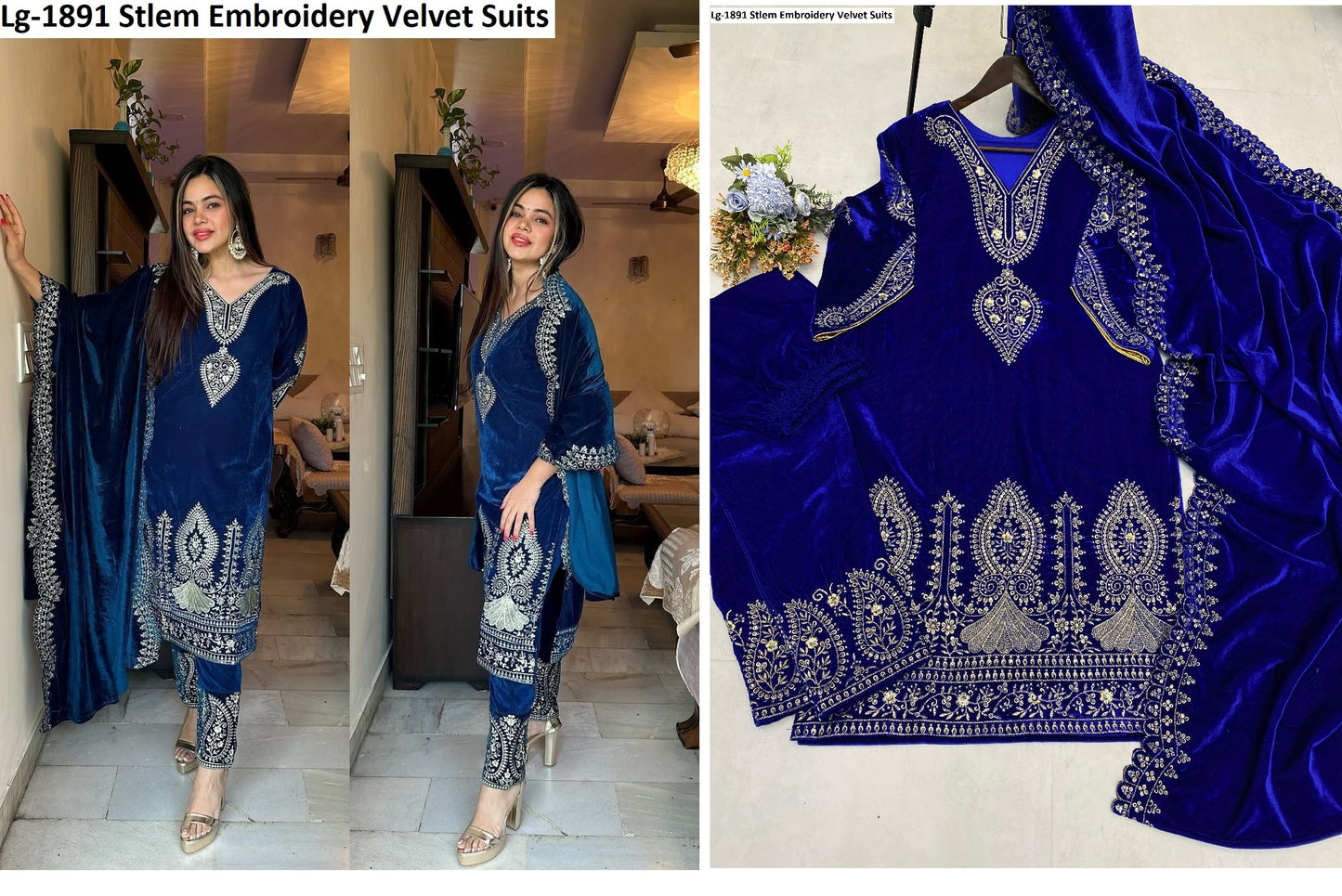 Lg-1891 Stlem Embroidery Velvet Suits