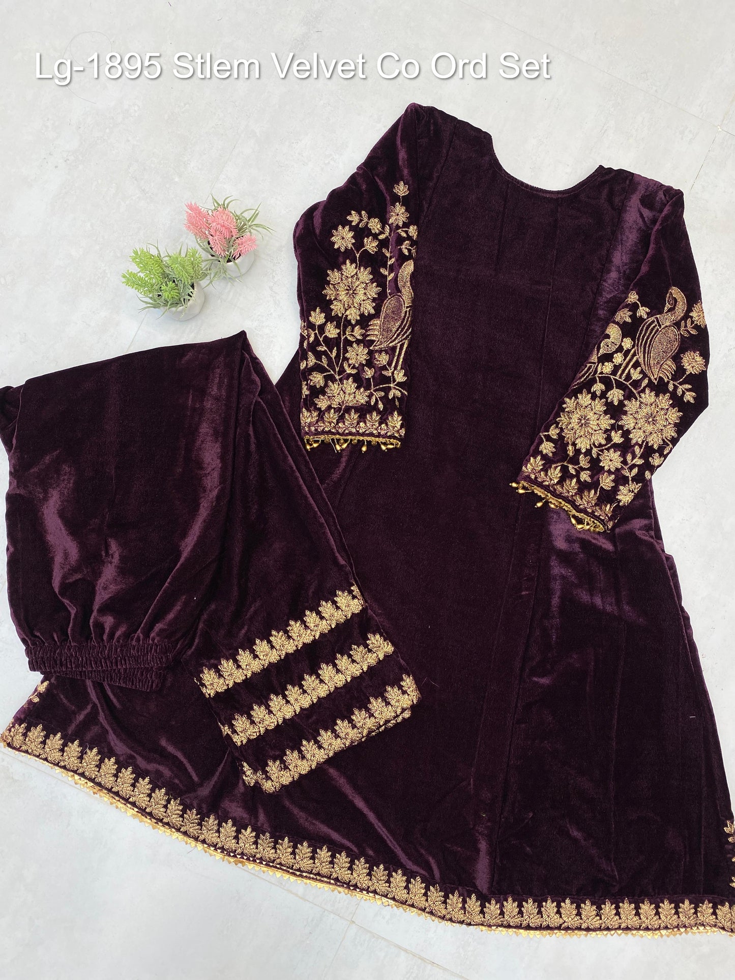 Lg-1895 Stlem Velvet Co Ord Set