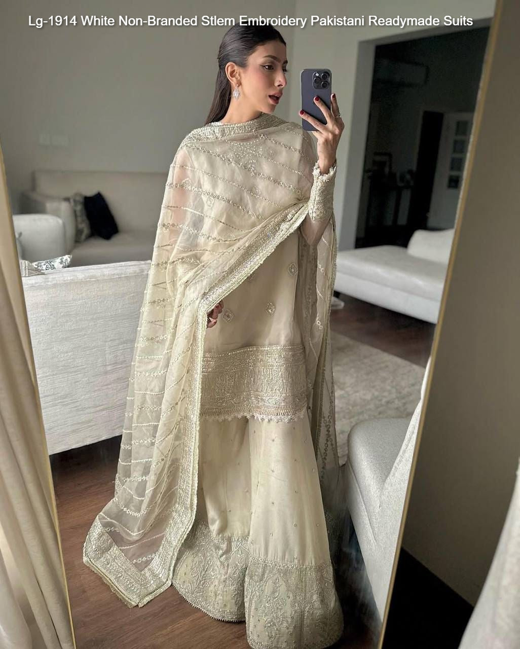 Lg-1914 White Non-Branded Stlem Embroidery Pakistani Readymade Suits