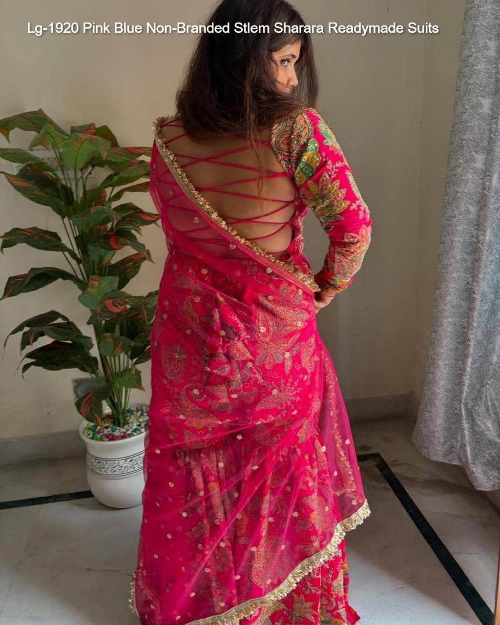 Lg-1920 Pink Blue Non-Branded Stlem Sharara Readymade Suits