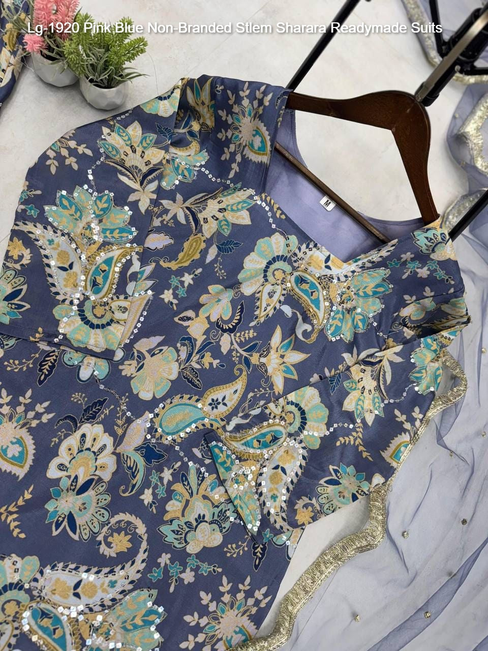 Lg-1920 Pink Blue Non-Branded Stlem Sharara Readymade Suits