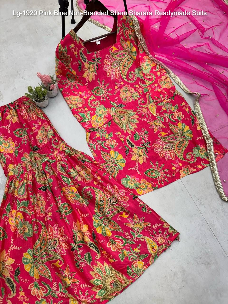 Lg-1920 Pink Blue Non-Branded Stlem Sharara Readymade Suits