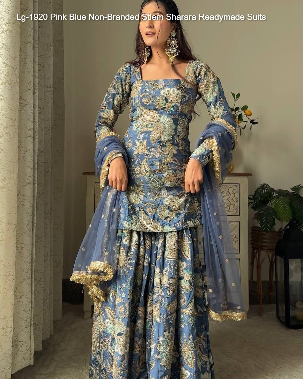 Lg-1920 Pink Blue Non-Branded Stlem Sharara Readymade Suits