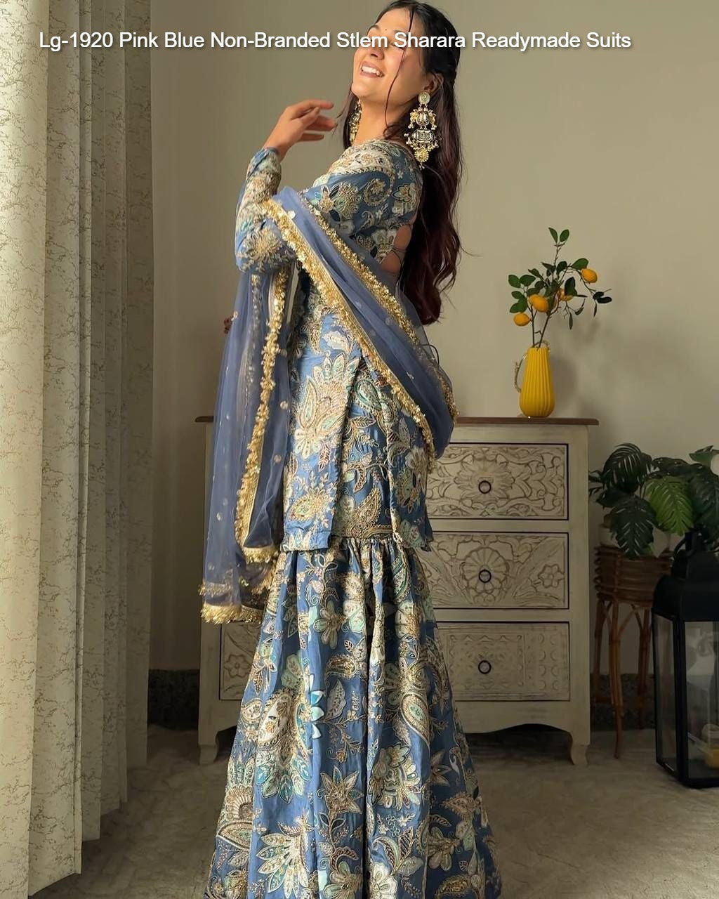 Lg-1920 Pink Blue Non-Branded Stlem Sharara Readymade Suits