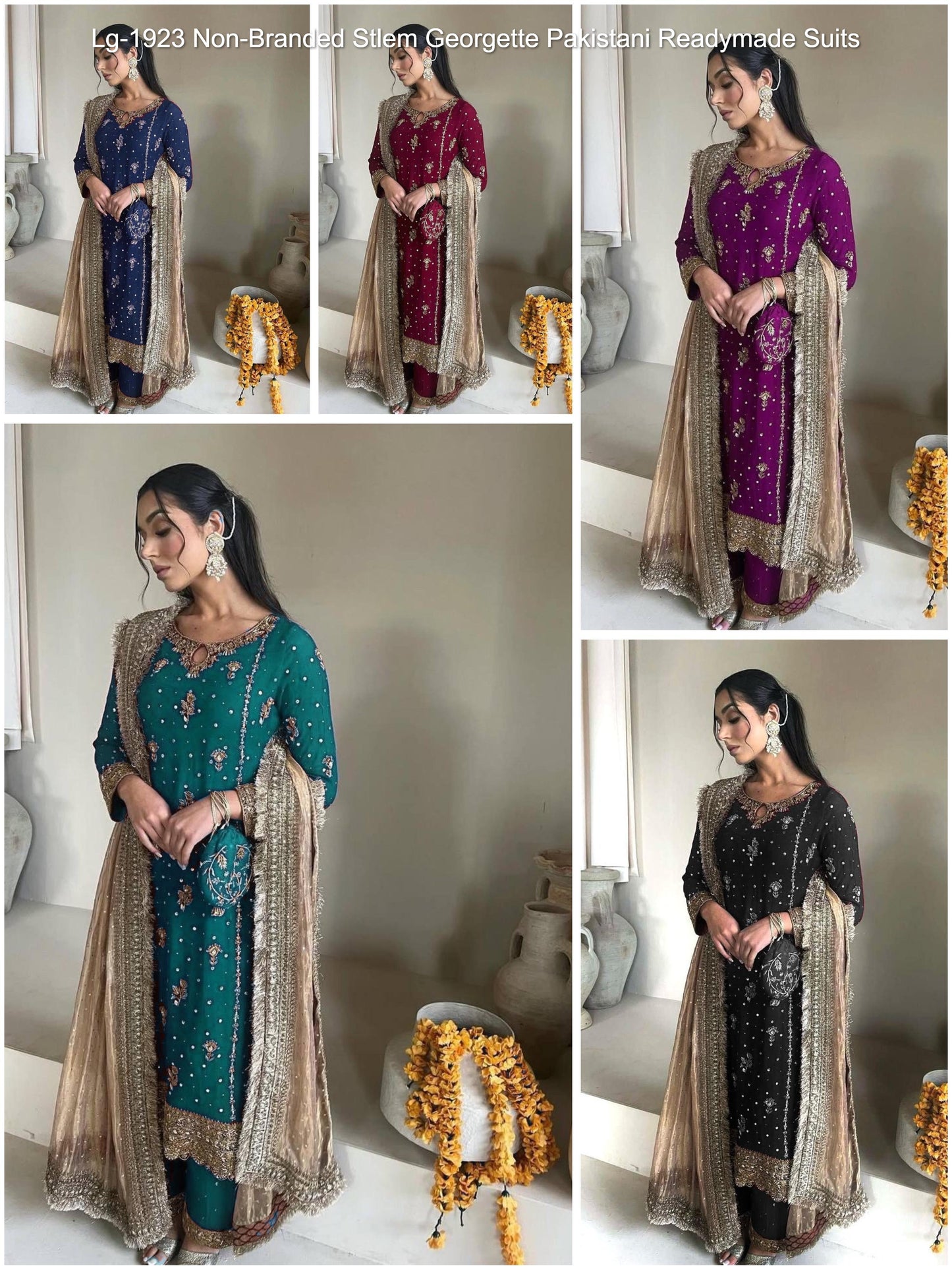 Lg-1923 Non-Branded Stlem Georgette Pakistani Readymade Suits