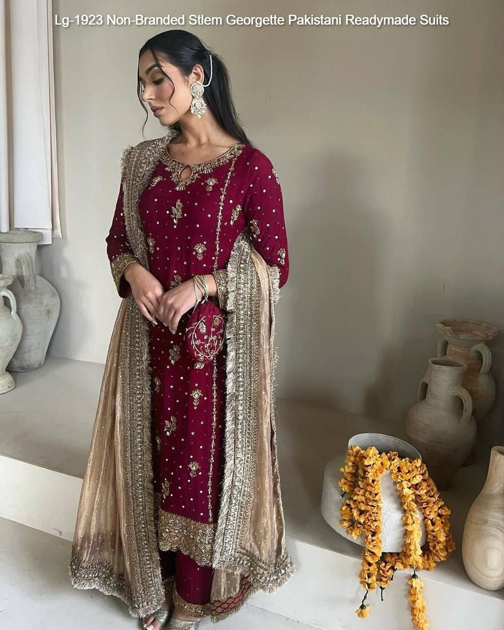 Lg-1923 Non-Branded Stlem Georgette Pakistani Readymade Suits