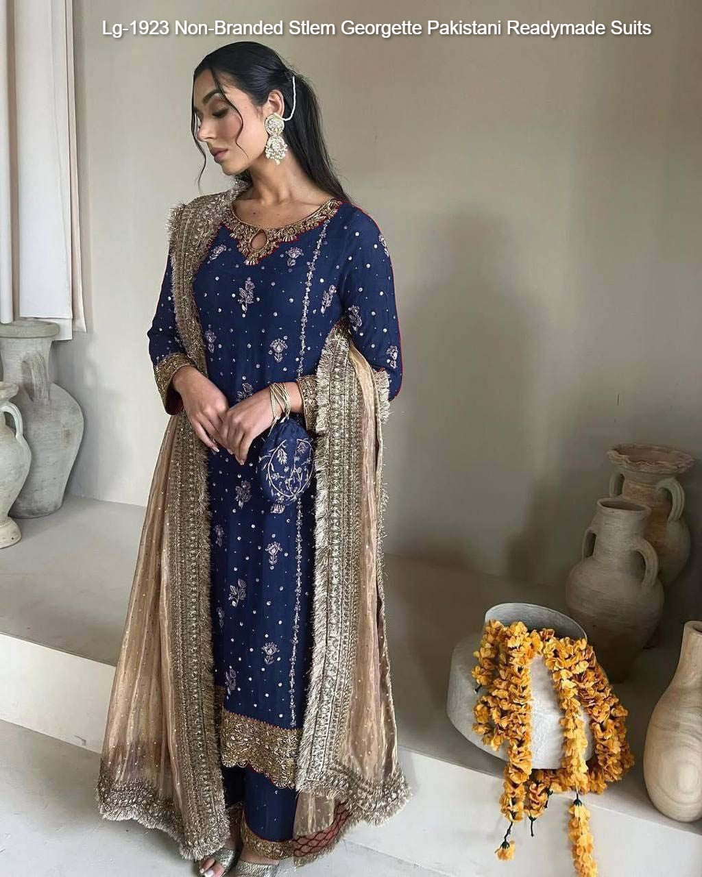 Lg-1923 Non-Branded Stlem Georgette Pakistani Readymade Suits