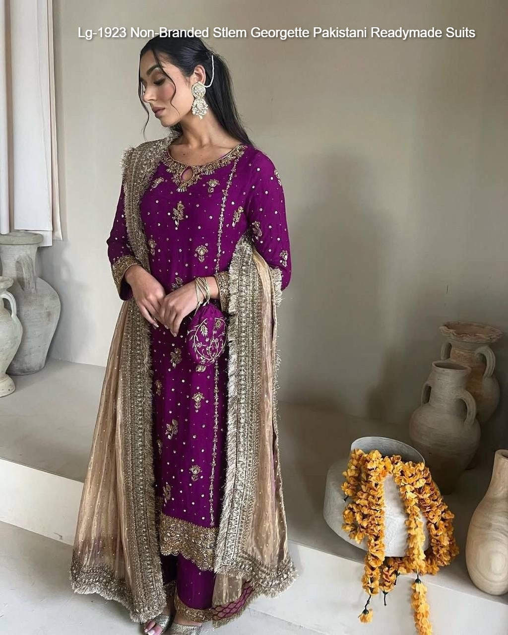Lg-1923 Non-Branded Stlem Georgette Pakistani Readymade Suits