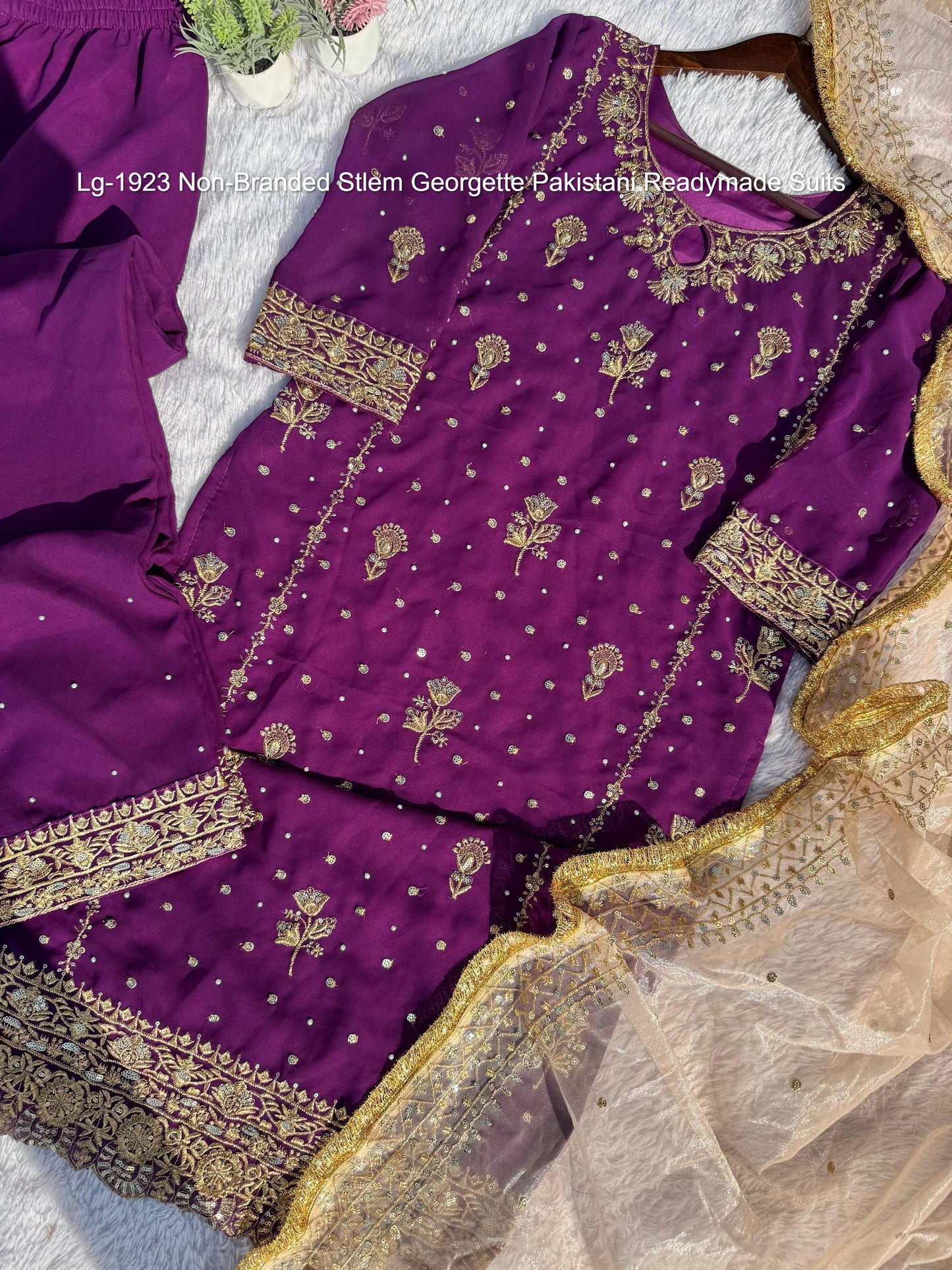 Lg-1923 Non-Branded Stlem Georgette Pakistani Readymade Suits