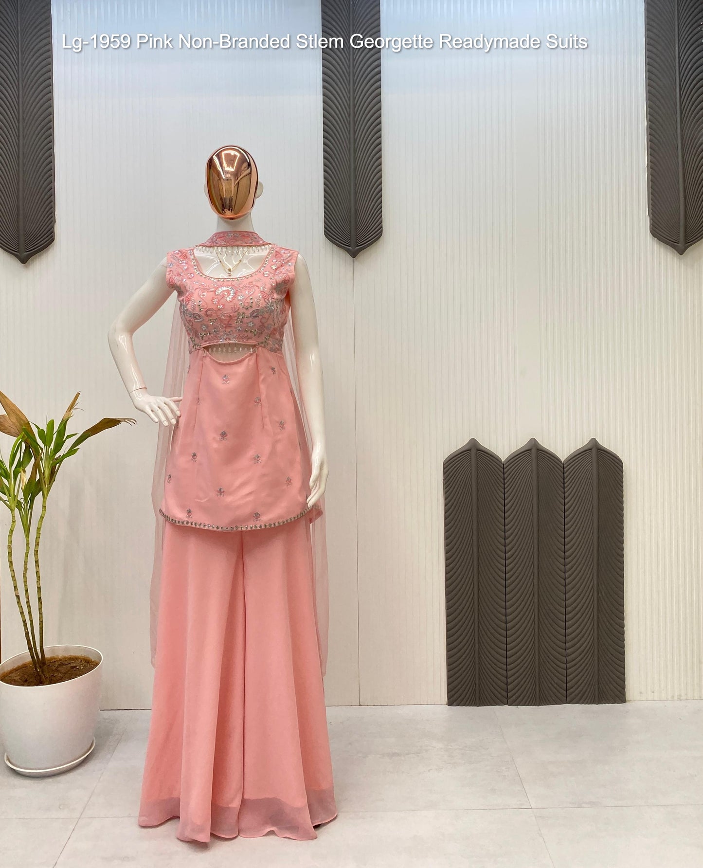 Lg-1959 Pink Non-Branded Stlem Georgette Readymade Suits