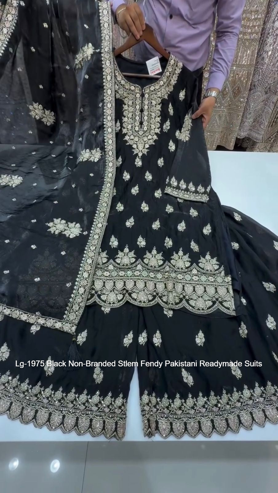 Lg-1975 Black Non-Branded Stlem Fendy Pakistani Readymade Suits