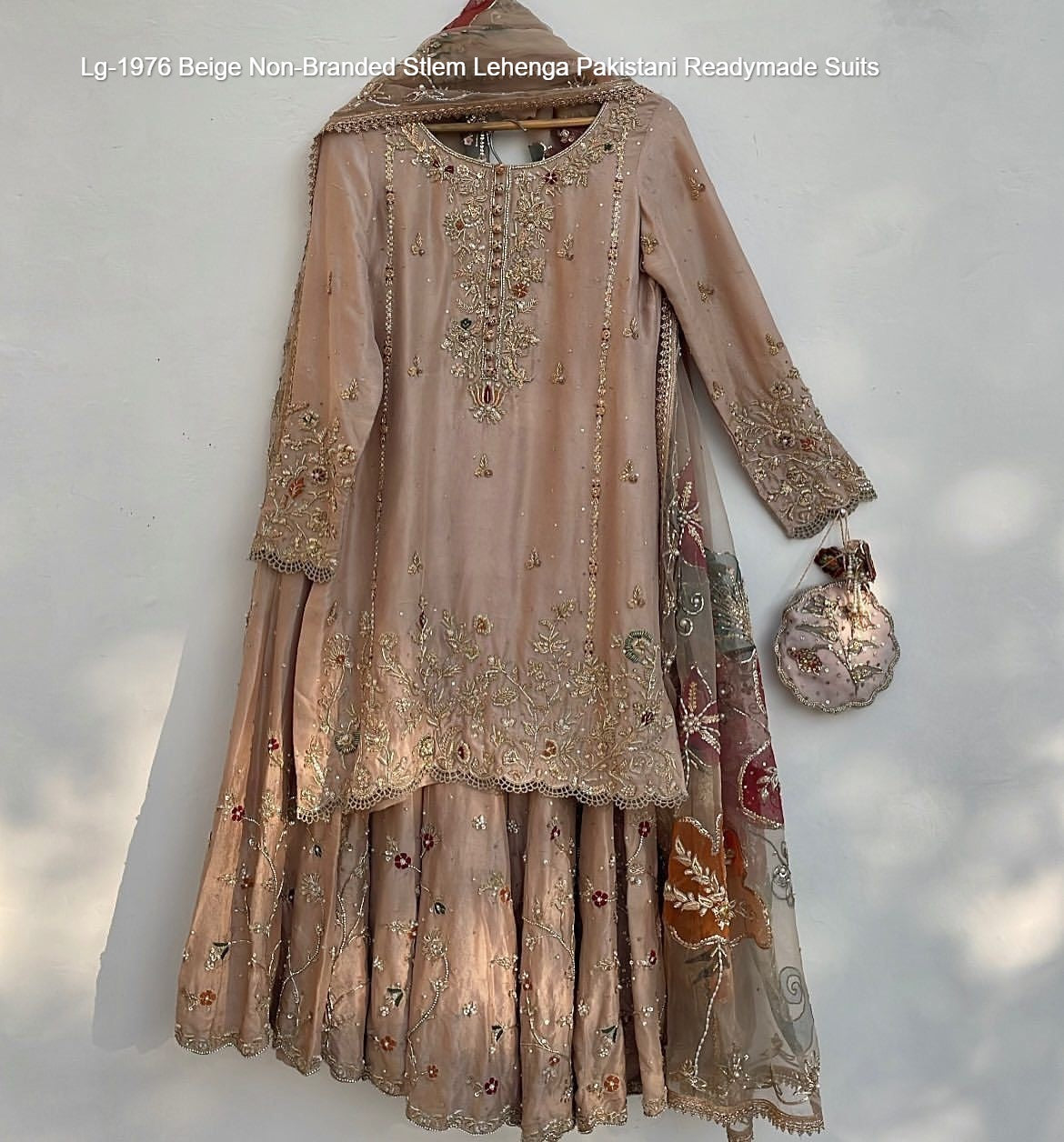 Lg-1976 Beige Non-Branded Stlem Lehenga Pakistani Readymade Suits
