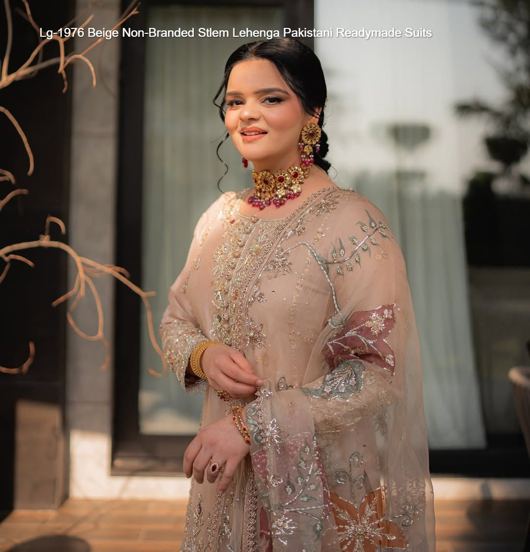 Lg-1976 Beige Non-Branded Stlem Lehenga Pakistani Readymade Suits