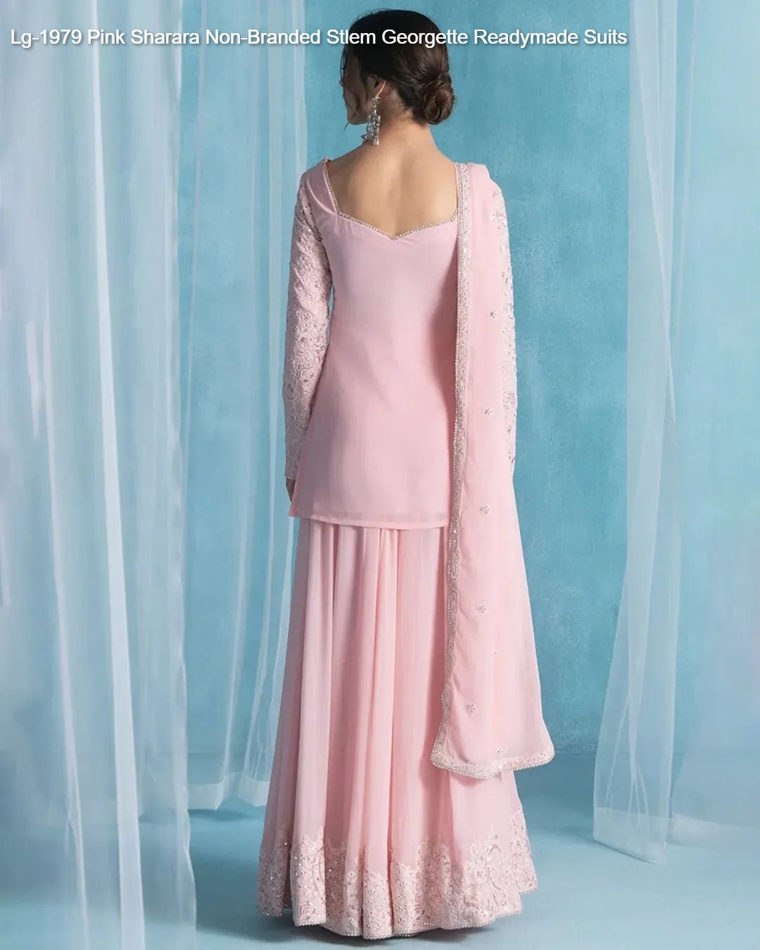 Lg-1979 Pink Sharara Non-Branded Stlem Georgette Readymade Suits
