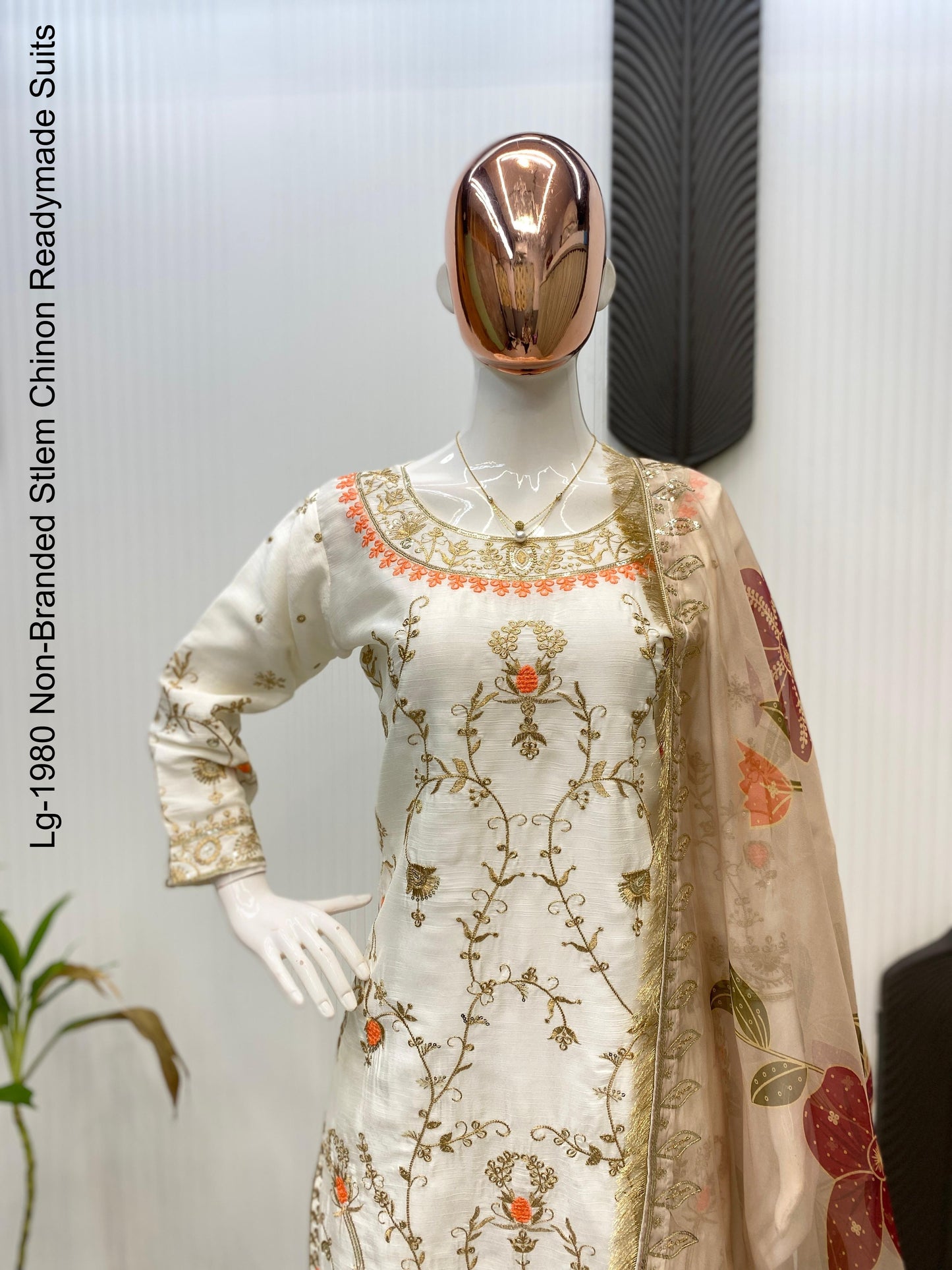Lg-1980 Non-Branded Stlem Chinon Readymade Suits